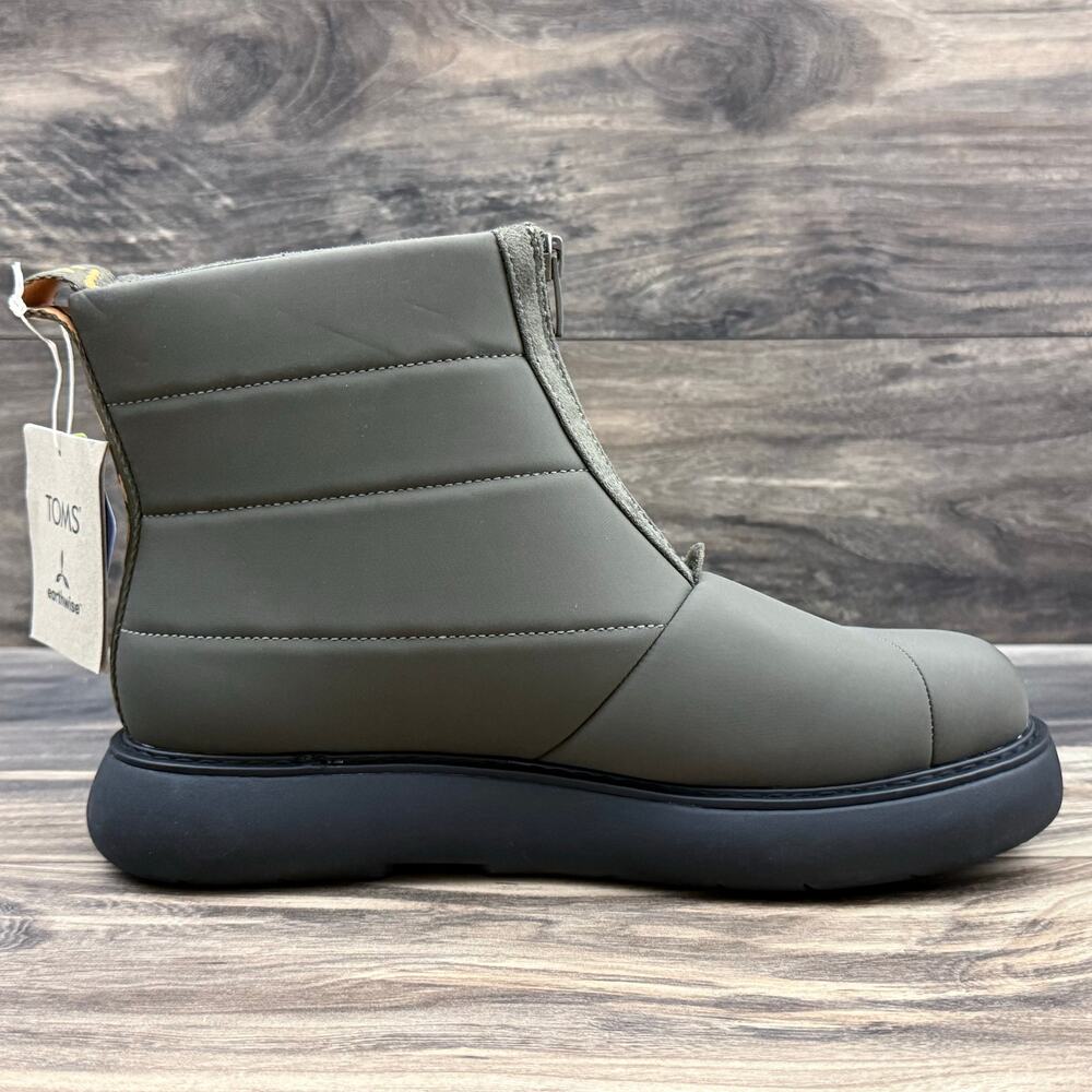 NIB TOMS 9 Alpargata Mallow Puffer Tarmac Olive Repreve Ankle Boots Bootie - Picture 8 of 11